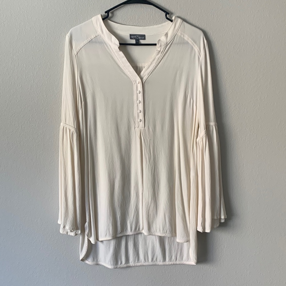 Market & Spruce Button Down Bell Sleeve Blouse